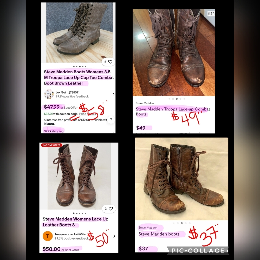 Vtg Steve Madden Lace Up Troopa Boots - Great Condition! 8.5M - Picture 10 of 10